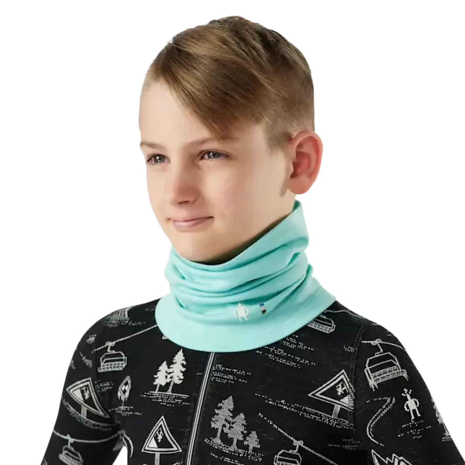 Smartwool Kid's Thermal Merino Neck Gaiter in pacific blue, model front view