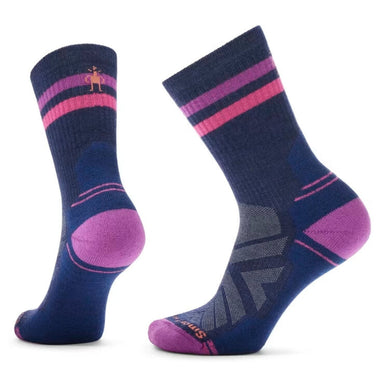 Smartwool Women's Hike Light Cushion Tube Stripe Crew Socks in deep navy power pink pair