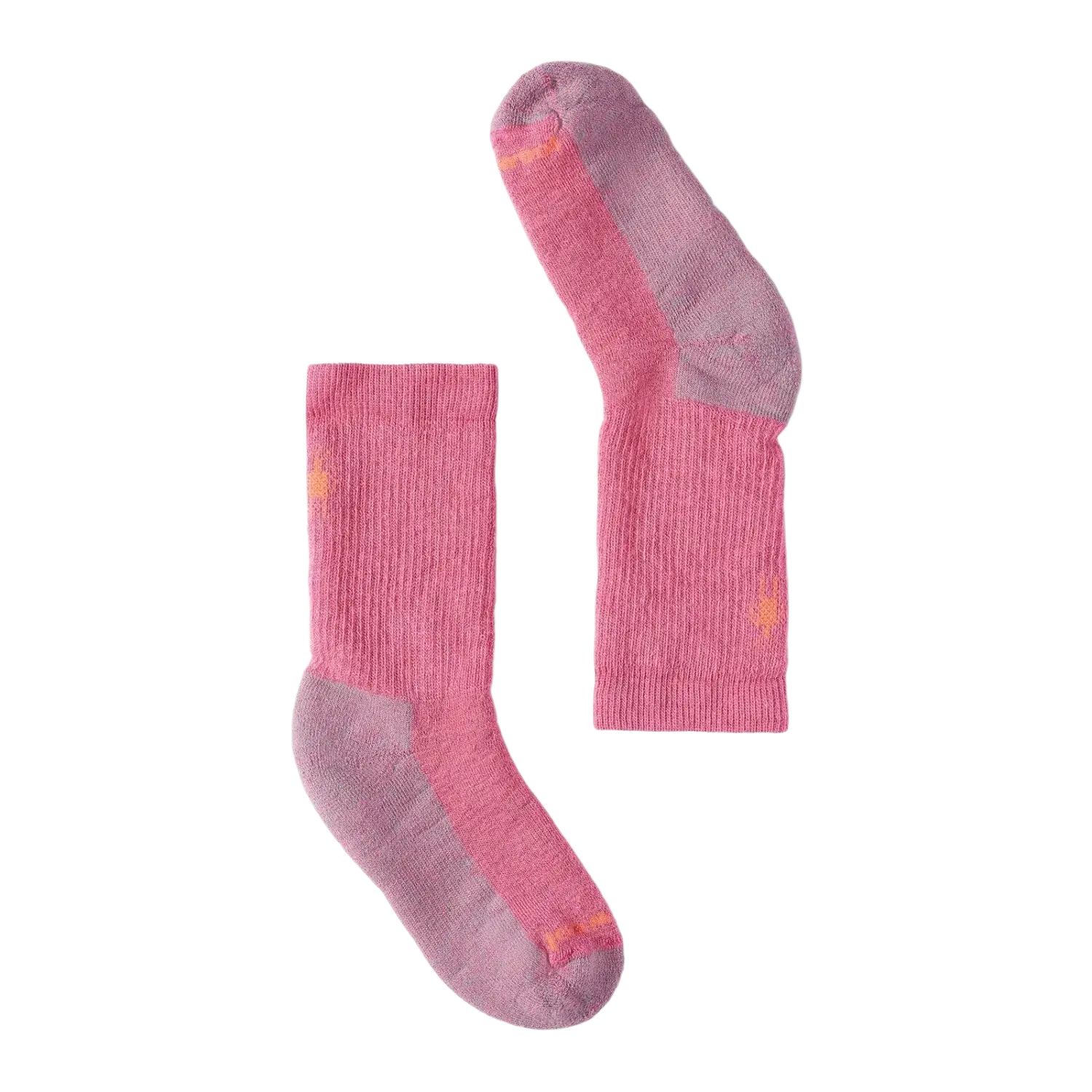 Smartwool Kids' Hike Full Cushion Crew Socks in garden pink, pair top view