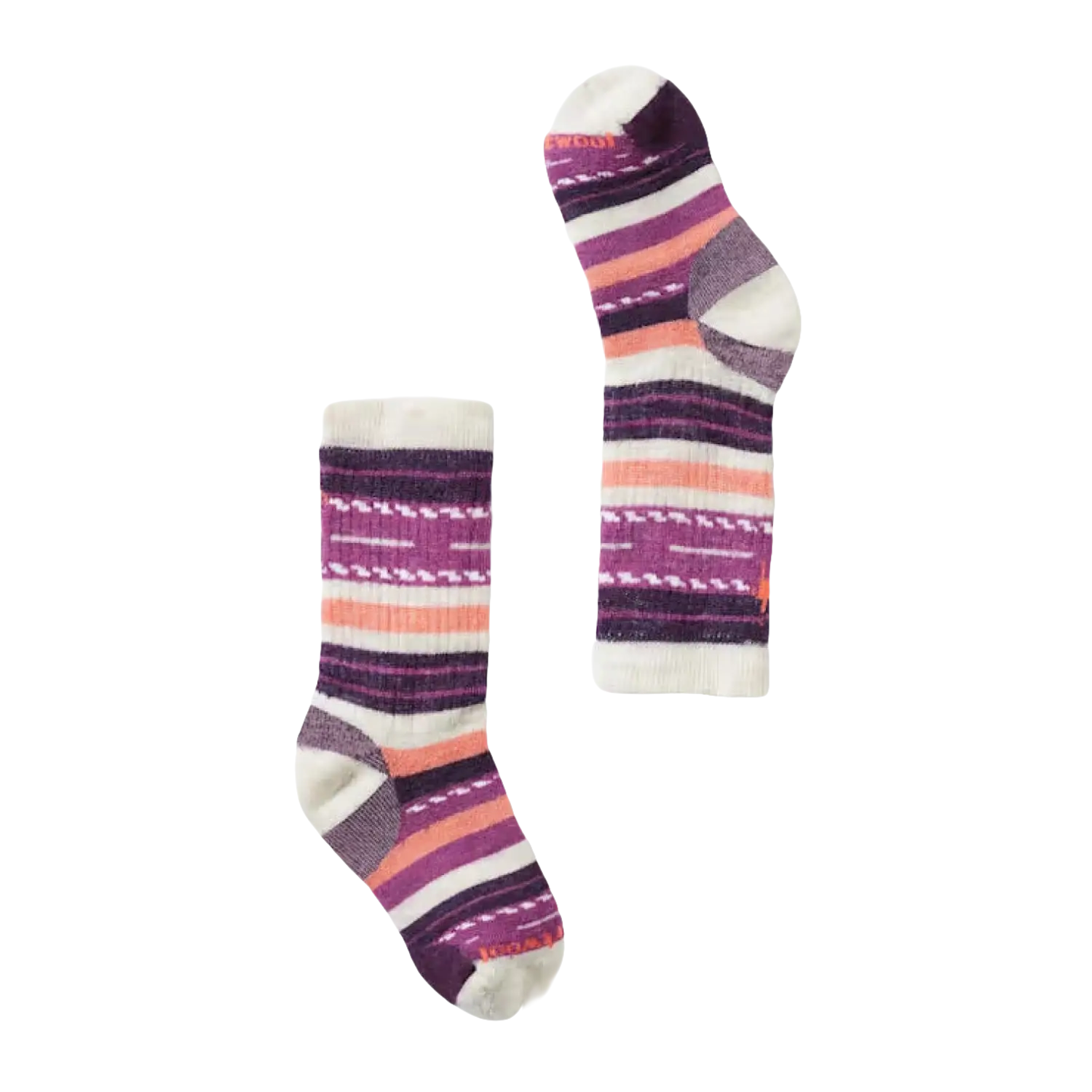 Smartwool Kid's Hike Margarita Crew Socks in moonbeam, pair view