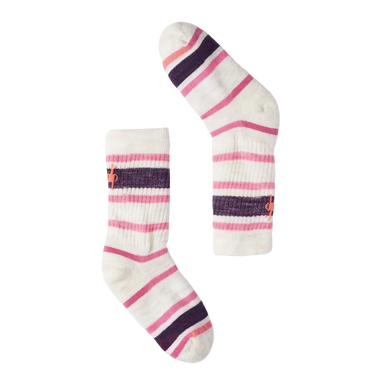 Smartwool Kid's Hike Striped Crew Socks in moonbeam, top view pair