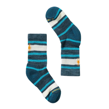 Smartwool Kid's Hike Striped Crew Socks in twilight blue, top view pair
