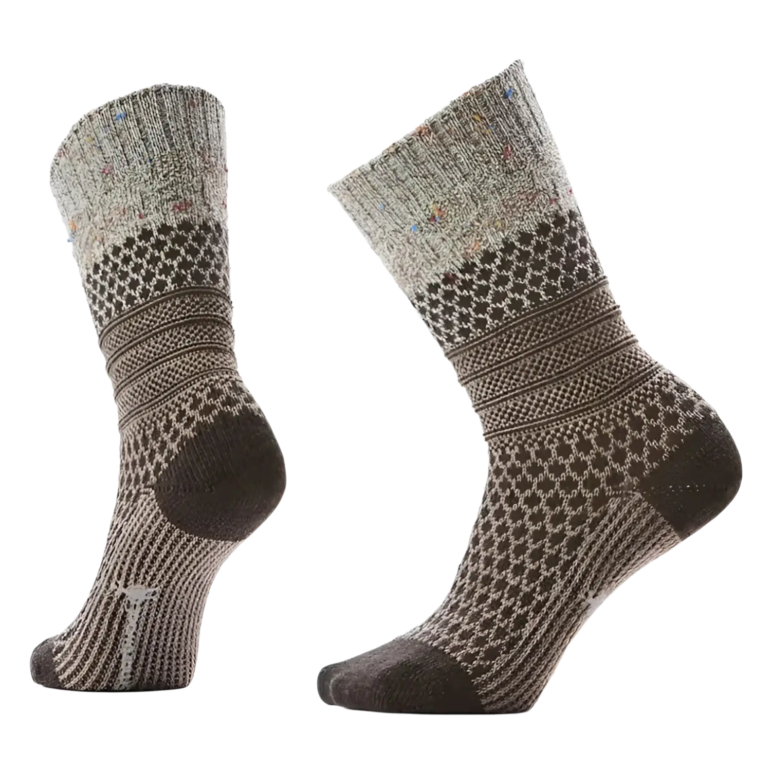 Smartwool Women's Everyday Cozy Popcorn Cable Crew Socks in taupe & natural marl, pair