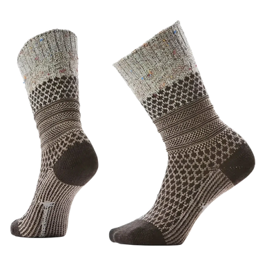 Smartwool Women's Everyday Cozy Popcorn Cable Crew Socks in taupe & natural marl, pair