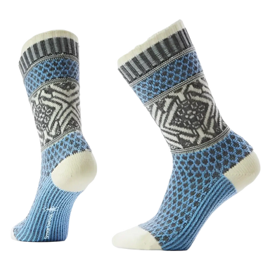 Smartwool Everyday Cozy Popcorn Snowflake Pattern Crew Socks in serene blue