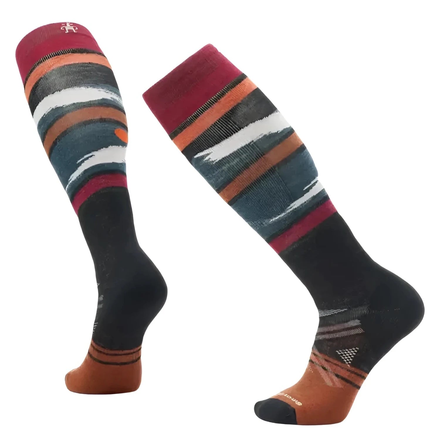 Smartwool Ski Midnight Ski Pattern Over The Calf Socks in black, pair side view