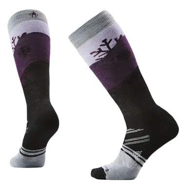 Smartwool Women's Ski Snowpocalypse Pattern Over The Calf Socks in purple eclipse, pair side view