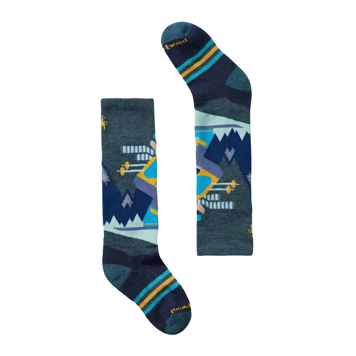 Smartwool Kid's Wintersport Full Cushion Mountain Moose Pattern Over The Calf Socks in twilight blue, pair