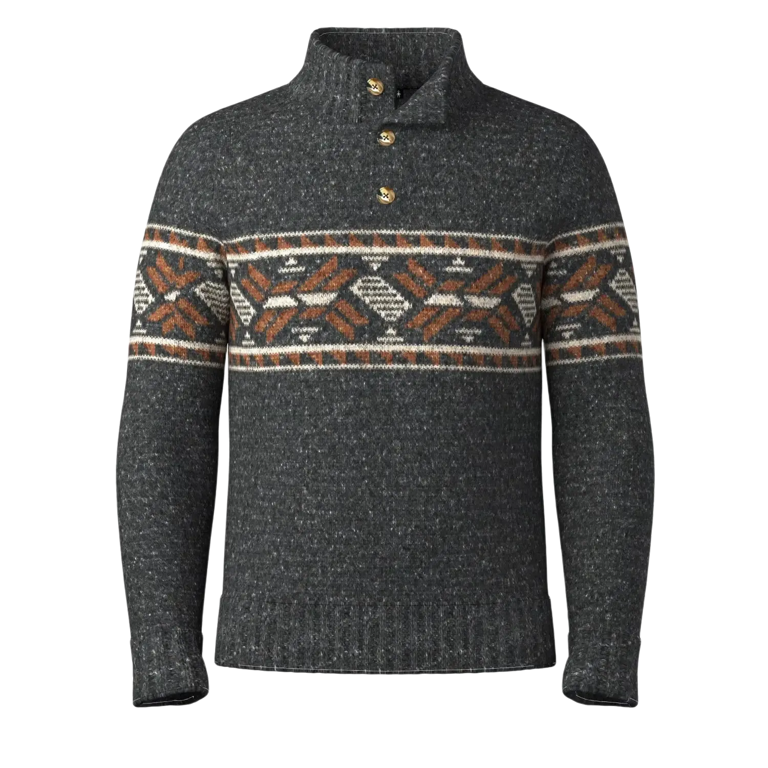 Smartwool Men's Heavy Henley Sweater in charcoal & pecan, front view