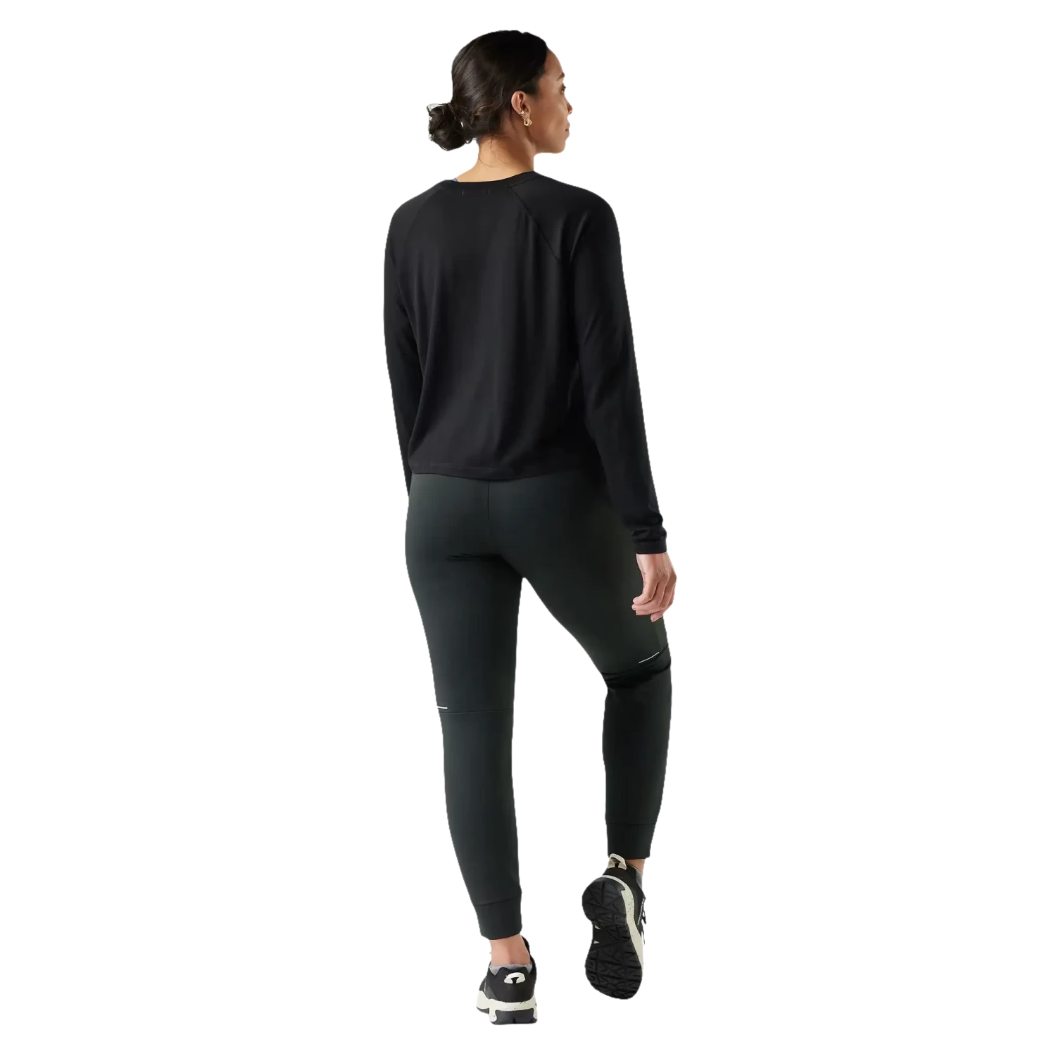 Smartwool Women's Active Fleece Wind Pant in black, on model back view