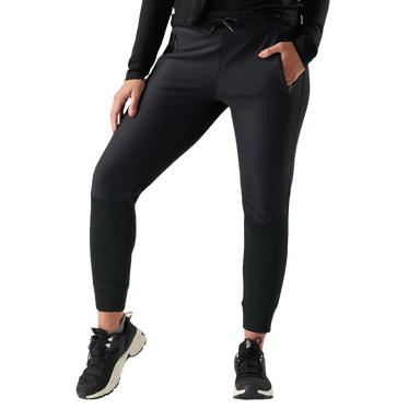 Smartwool Women's Active Fleece Wind Pant in black, on model front view