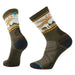 Smartwool Hike Mountain Moose Crew Socks in military olive, pair side view