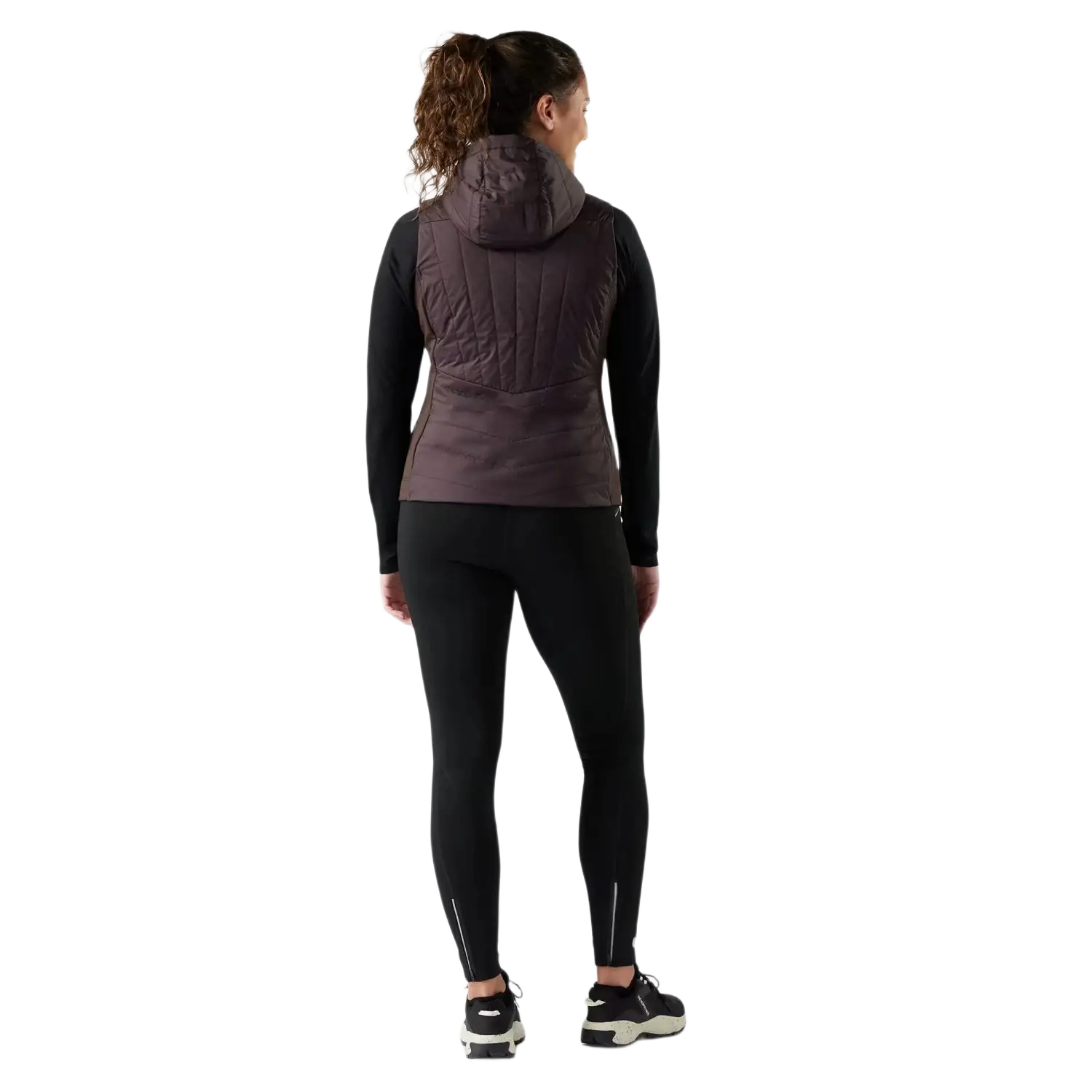 Smartwool Women's Smartloft Vest in mink, on model back view