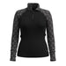 Smartwool Women's Classic Thermal Merino Base Layer 1/4 Zip in black digi snow, flat front