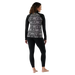 Smartwool Women's Classic Thermal Merino Base Layer 1/4 Zip in black deco floral, on model back view