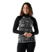 Smartwool Women's Classic Thermal Merino Base Layer 1/4 Zip in black deco floral, on model front view