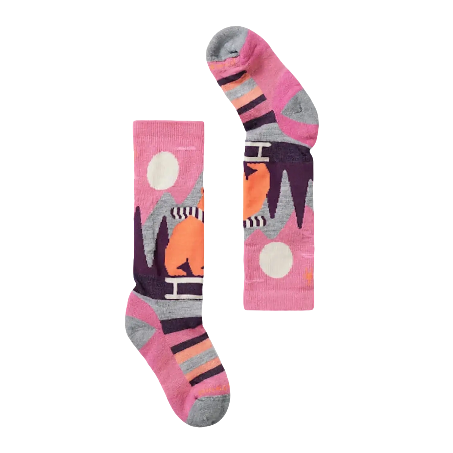 Smartwool Kid's Ski Sleigh Bear Over The Calf Socks in garden pink