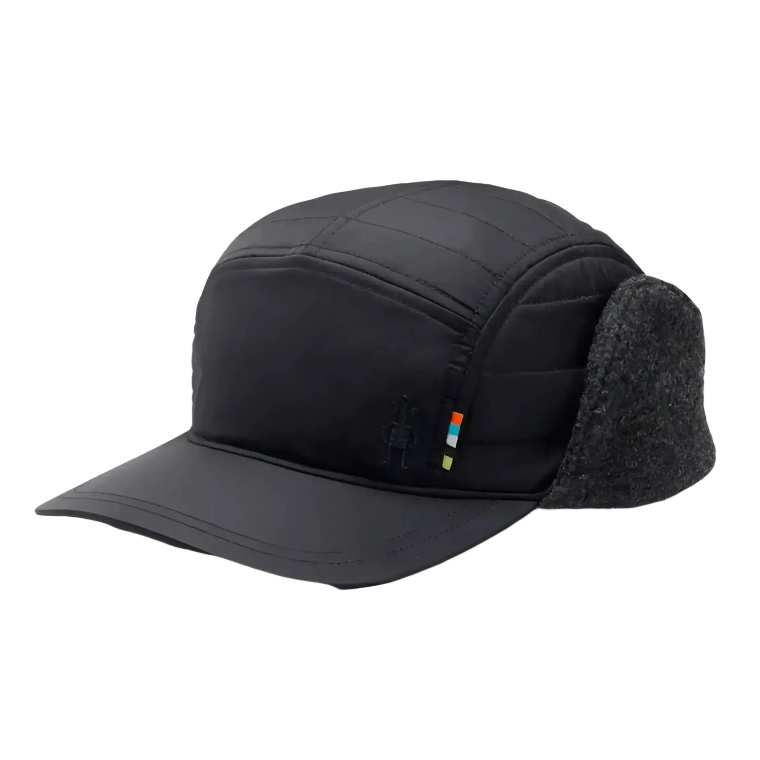 Smartwool Ear Flap 5 Panel Hat in black, front view