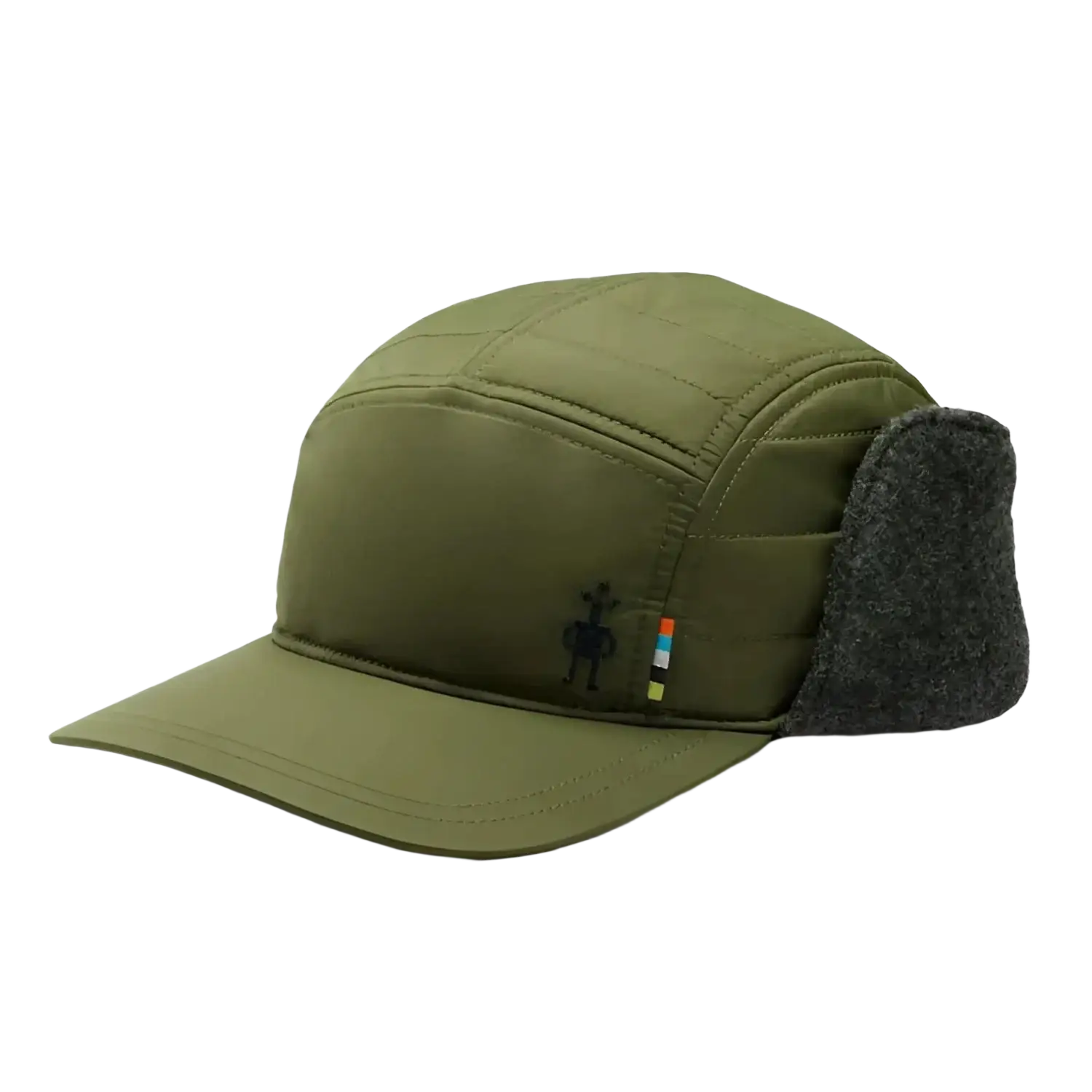 Smartwool Ear Flap 5 Panel Hat in winter moss, front view