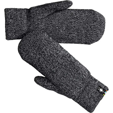 Smartwool Cozy Mittens in black and white knitted wool.