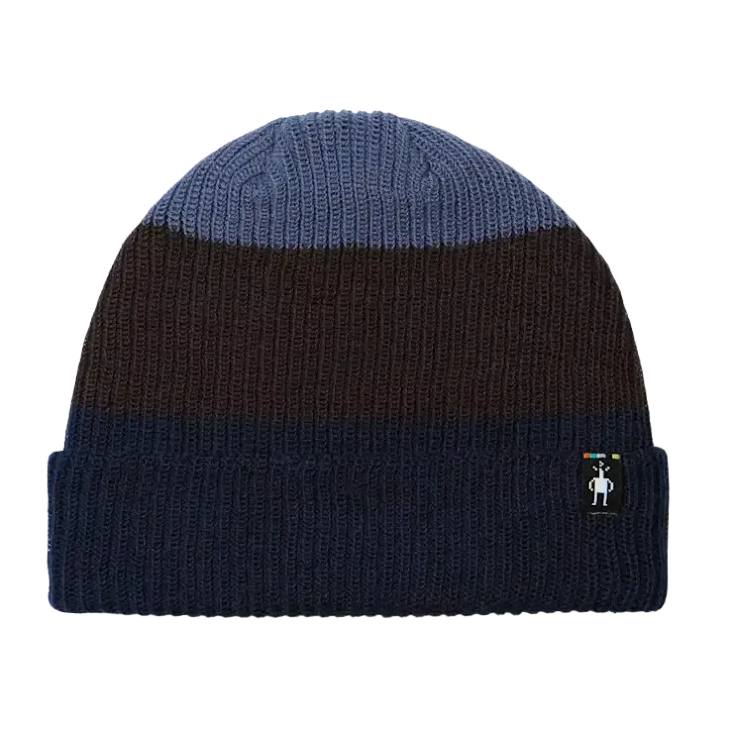 Smartwool Cantar Colorblock Beanie in nightfall blue, flat front view