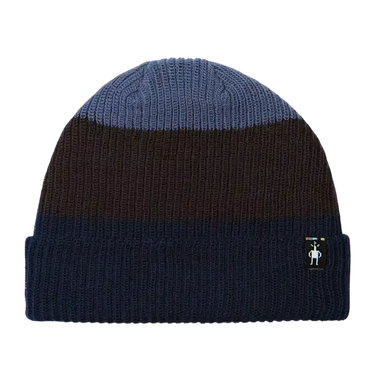 Smartwool Cantar Colorblock Beanie in nightfall blue, flat front view