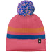 Smartwool Kid's Stripe Pom Beanie in guava pink, flat front