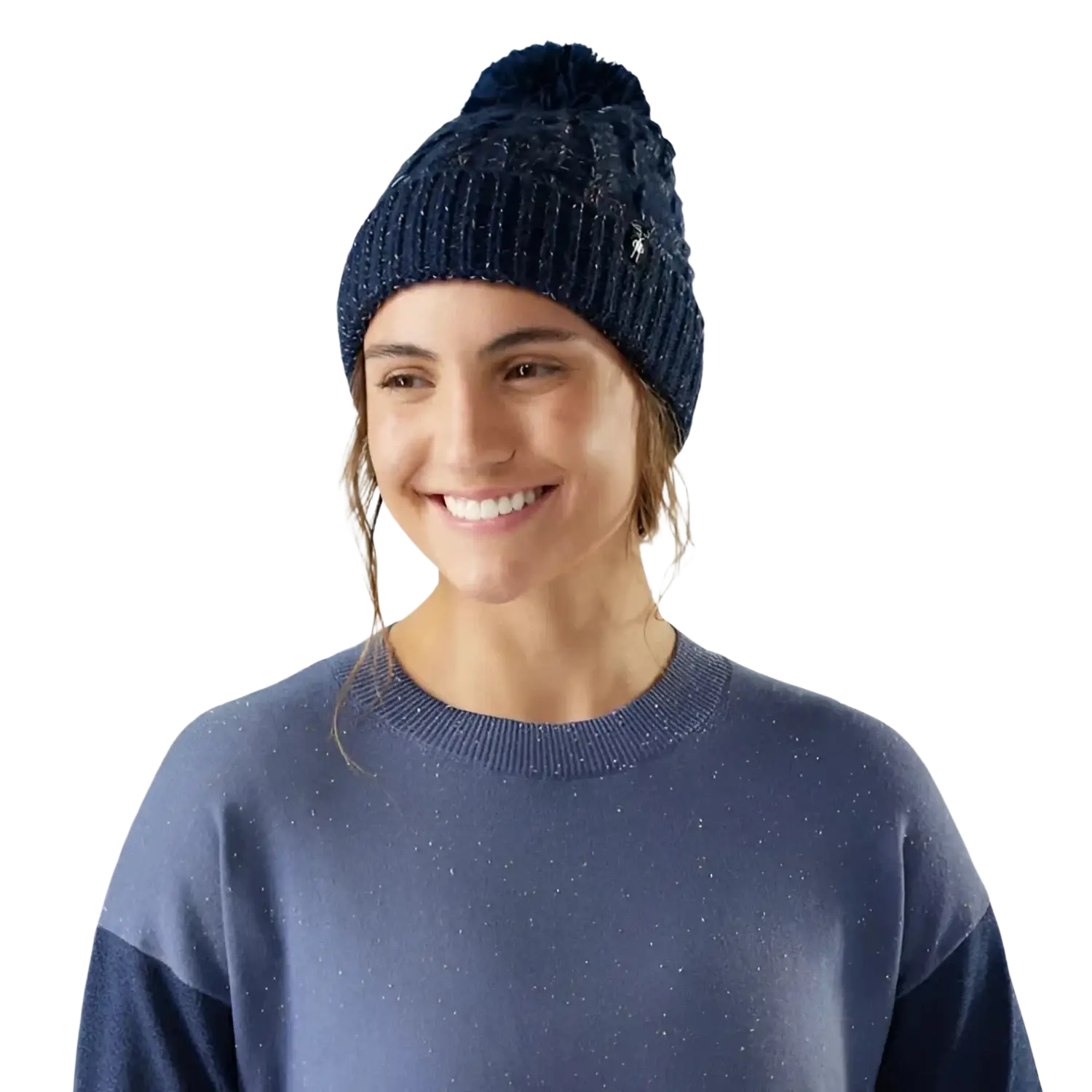 Smartwool Isto Retro Beanie in deep navy, model front 