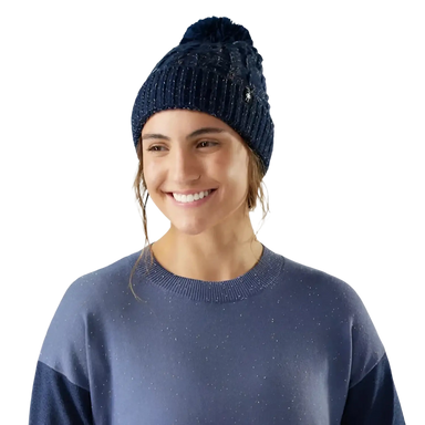 Smartwool Isto Retro Beanie in deep navy, model front 