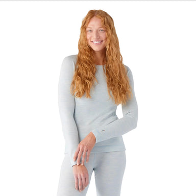 Smartwool Women's Classic Thermal Merino Base Layer Crew in winter sky heather, model front