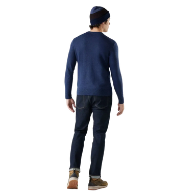 Smartwool Men's Sparwood Crew Sweater in deep navy & nightfall blue, on model bacl view