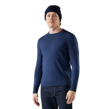 Smartwool Men's Sparwood Crew Sweater in deep navy & nightfall blue, on model front view