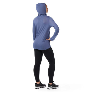 Smartwool Women's Active Ultralite Hoodie in nightfall blue, on model back view