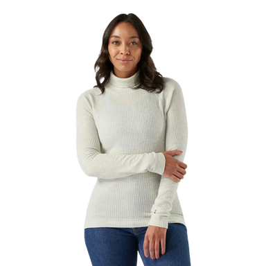 Smartwool Women's Thermal Merino Rib Turtleneck in ash heather, on model front view