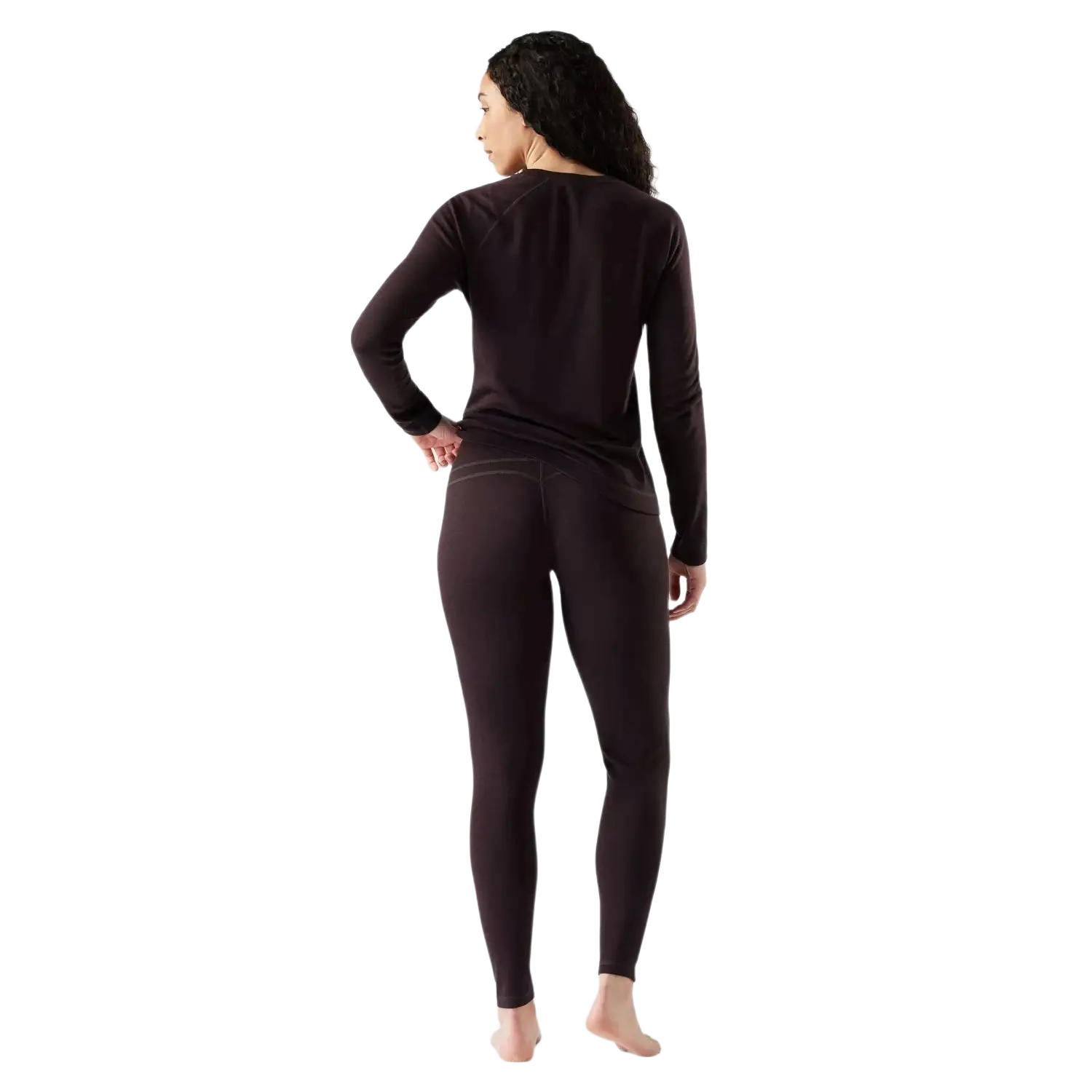 Smartwool Women's Classic Thermal Merino Base Layer Bottom in mink heather, on model back 