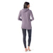 Smartwool Women's Thermal Drape Neck Hoodie in chalk violet heather, on model back