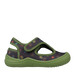 Oomphies Baby Splash Hook & Loop Sandal in olive & black bugs, side view