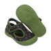 Oomphies Baby Splash Hook & Loop Sandal in olive & black bugs, sole view