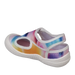 Oomphies Baby Splash Hook & Loop Sandal in tie dye & white, back view