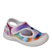 Oomphies Baby Splash Hook & Loop Sandal in tie dye & white, front view