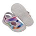 Oomphies Baby Splash Hook & Loop Sandal in tie dye & white, sole view