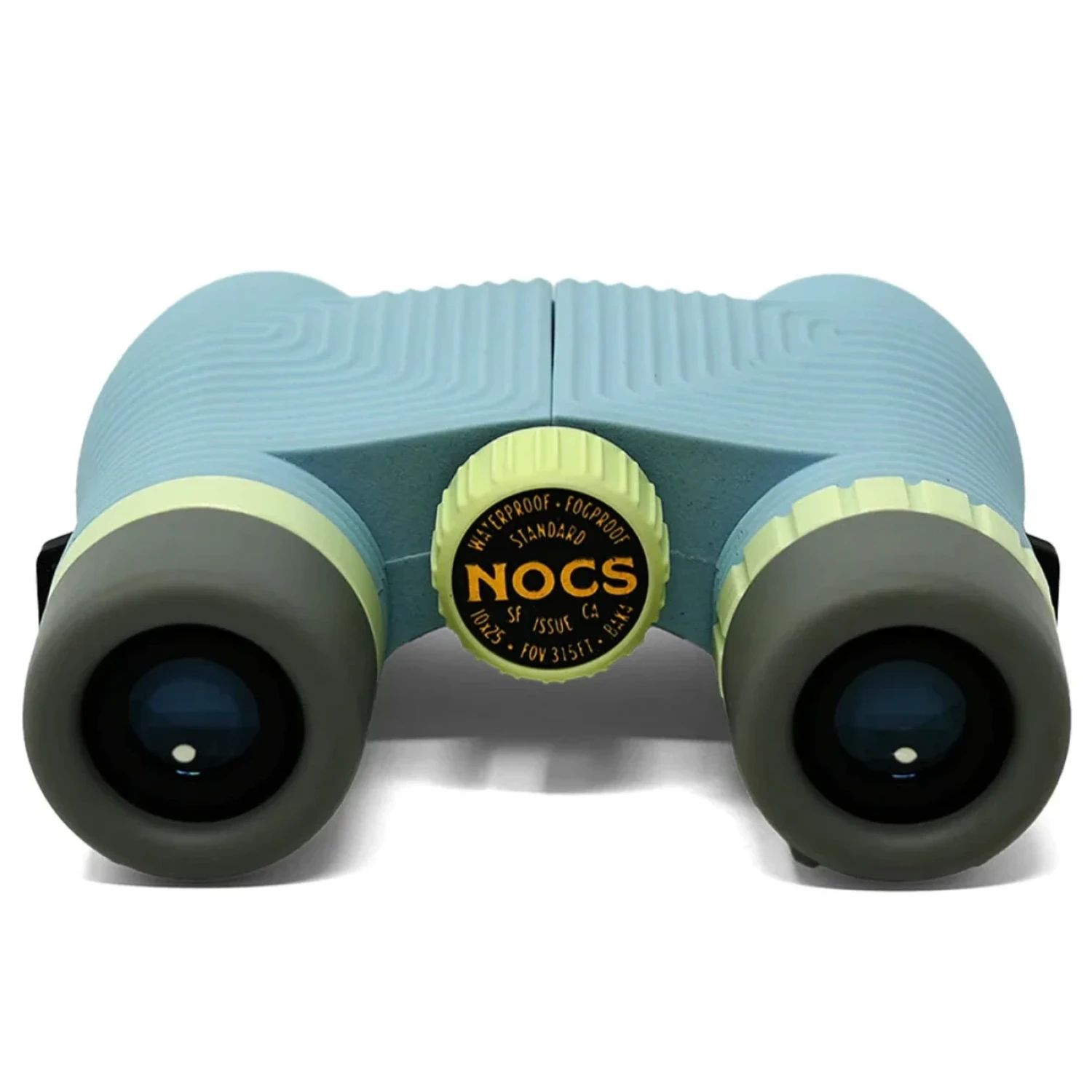 NOCS Standard Issue 10x25 Waterproof Binoculars in celeste blue, back view