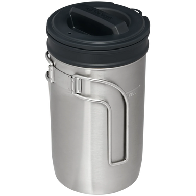 Stanley Adventure All-In-One Boil + Brew French Press 32oz in stainless steel, side view