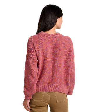 Toad & Co Women's Twigtree Crew Sweater in flamingo, on model back view