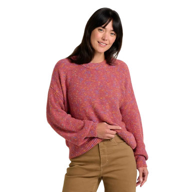 Toad & Co Women's Twigtree Crew Sweater in flamingo, on model front view