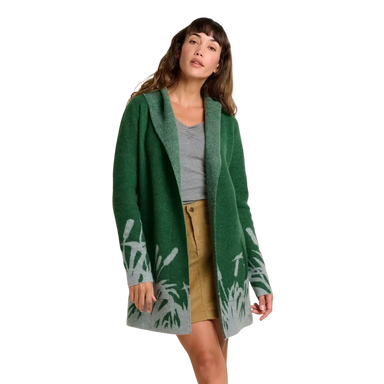 Toad & Co Women's Merino Heartfelt Hoodie in pasture cattail, on model front view