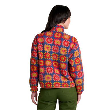 Toad & Co Women's Campo Fleece Jacket in kyanite floral print, model back view