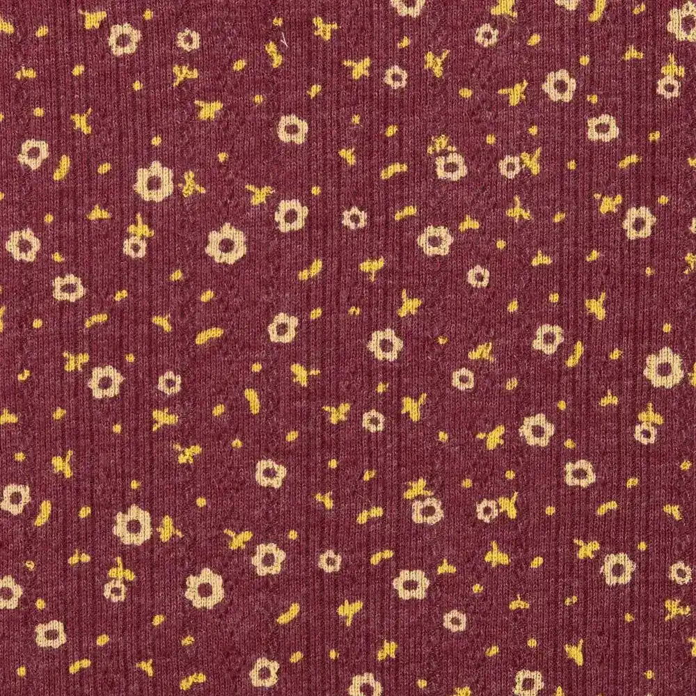 Toad & Co Women's Foothill Pointelle Long Sleeve Crew II, port ditsy print detail