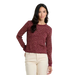 Toad & Co Women's Foothill Pointelle Long Sleeve Crew II in port ditsy print, on model front view