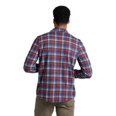 Toad & Co Men's Shadowbrook Long Sleeve Shirt in kyanite, on model back view